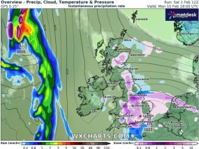 英国降雪地图显示，本月长达一周的北极暴风雪将把英国人埋在11英寸深的地下
