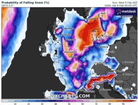 英国天气图显示了英国人最有可能看到大雪覆盖整个国家的确切日期