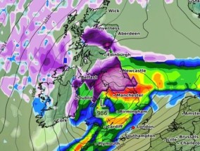 积雪地图显示，在接下来的48小时内，英国一半的地区将被覆盖，有些地区的积雪将达到20厘米